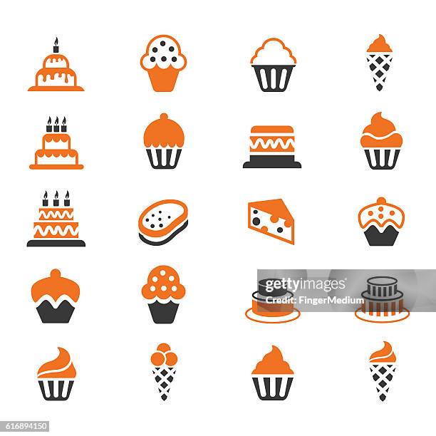 cakes and cupcakes icon set - bundt cake stock illustrations