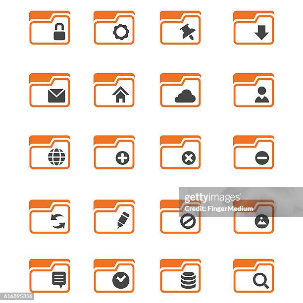 folder icon set - open briefcase stock illustrations