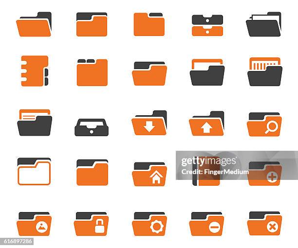 folder icon set - security settings stock illustrations