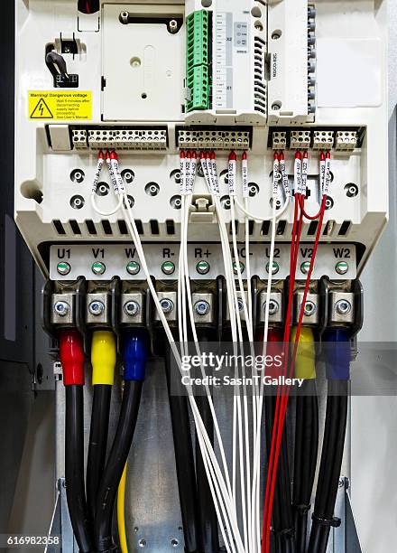 new control panel wiring - electrical panel box fotografías e imágenes de stock