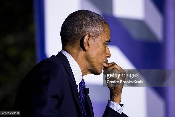 President Barack Obama participates in a conversation during the 'South By South Lawn', SXSL festival on October 3, 2016 in Washington, DC. The White...