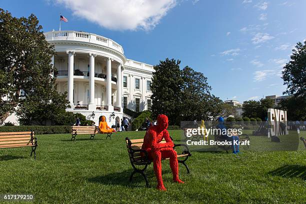 The Park People Series' by artist Nathan Sawaya on the South Lawn of the White House, during the 'South By South Lawn', SXSL festival on October 3,...