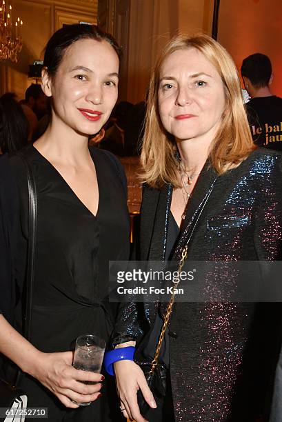 Designer Christine Phung and Severine Redon attend 'Le Bal Jaune 2016' : Dinner Party At Hotel Salomon de Rothschild As part of FIAC 2016 -...