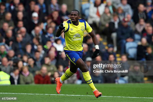 Yannick Bolasie of Everton celebrates scoring his sides first goal during the Premier League match between Burnley and Everton at Turf Moor on...