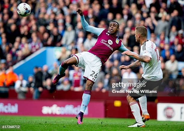 Jonathan Kodjia of Aston Villa scores for Aston Villa during the Sky Bet Championship match between Aston Villa and Fulham at Villa Park on October...