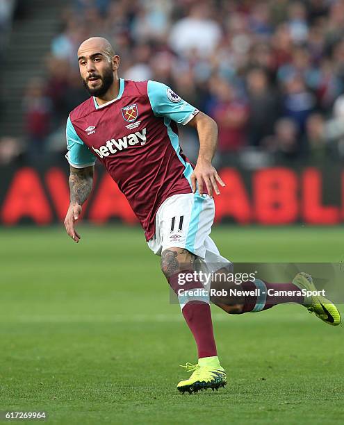 West Ham United's Simone Zaza during the Premier League match between West Ham United and Sunderland at Olympic Stadium on October 22, 2016 in...