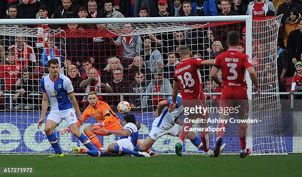 Bristol City's Aaron Wilbraham scores the opening goal during the Sky Bet Championship match between Bristol City and Blackburn Rovers at Ashton Gate...