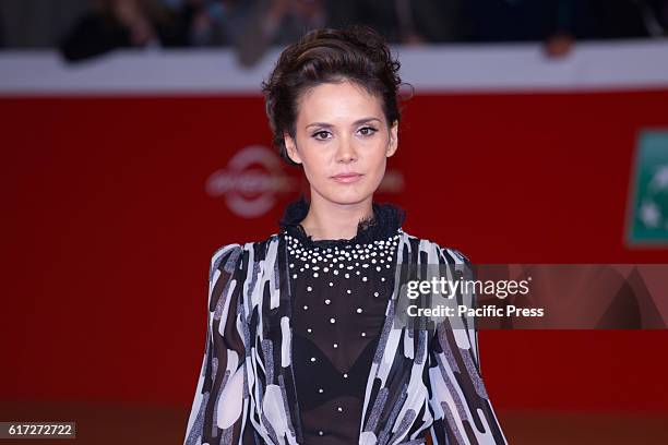 Italian actress Erica D'Ambrosio walks the red carpet during the film's premiere of 7 minuti at the 11th annual Rome Film Fest at Auditorium Parco...