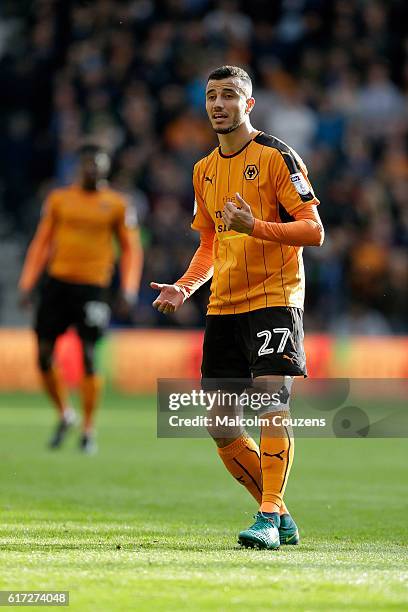 Romain Saiss of Wolverhampton Wanderers in action during the Sky Bet Championship game between Wolverhampton Wanderers and Leeds United at Molineux...