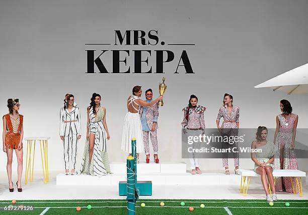 Designer Mariam Yehia at the runway during the Mrs. Keepa Presentation at Fashion Forward Spring/Summer 2017 held at the Dubai Design District on...