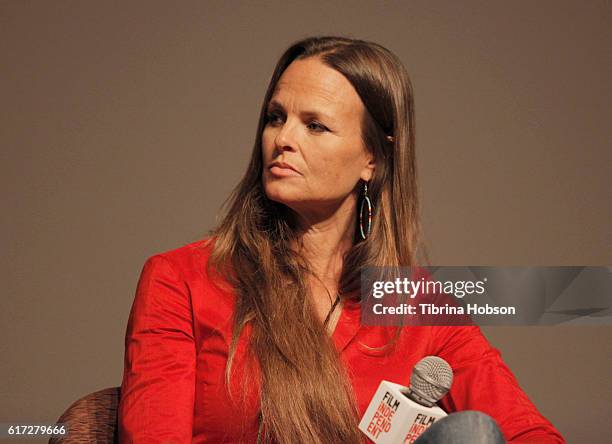 Producer Heather Rae speaks onstage at the Market Report: Putting Together a Movie in 2016 portion of the Film Independent Forum at the DGA Theater...