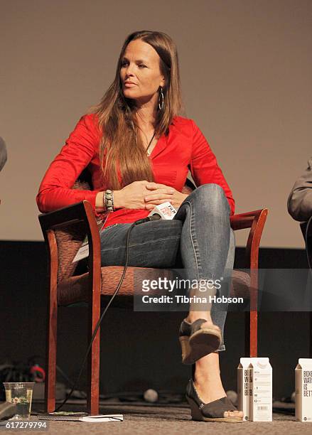 Producer Heather Rae speaks onstage at the Market Report: Putting Together a Movie in 2016 portion of the Film Independent Forum at the DGA Theater...