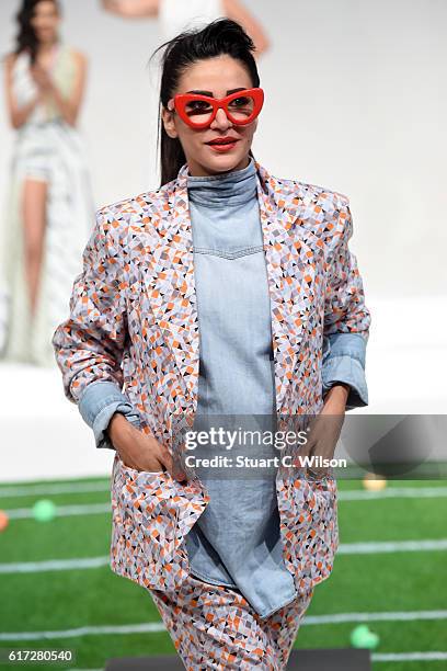 Designer Mariam Yehia on the runway during the Mrs. Keepa Presentation at Fashion Forward Spring/Summer 2017 held at the Dubai Design District on...