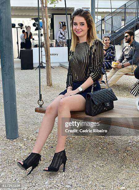 Guest attends Fashion Forward Spring/Summer 2017 at the Dubai Design District on October 22, 2016 in Dubai, United Arab Emirates.