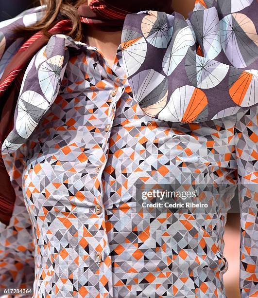 Model, detail, walks the runway during the Mrs. Keepa Presentation at Fashion Forward Spring/Summer 2017 held at the Dubai Design District on October...