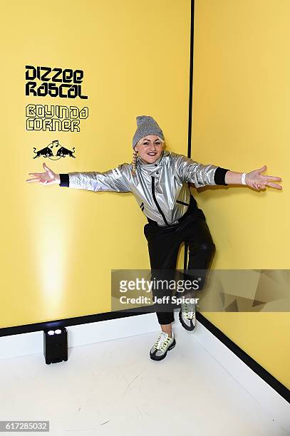 Jaime Winstone attends Dizzee Rascal: Boy In Da Corner Live at Copper Box Arena as part of the Red Bull Music Academy UK Tour on October 22, 2016 in...