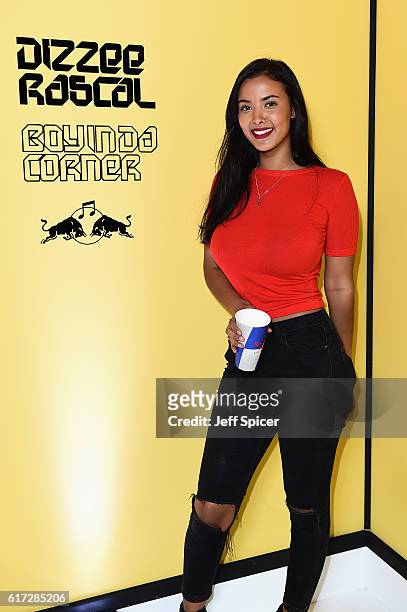 Maya Jama attends Dizzee Rascal: Boy In Da Corner Live at Copper Box Arena as part of the Red Bull Music Academy UK Tour on October 22, 2016 in...