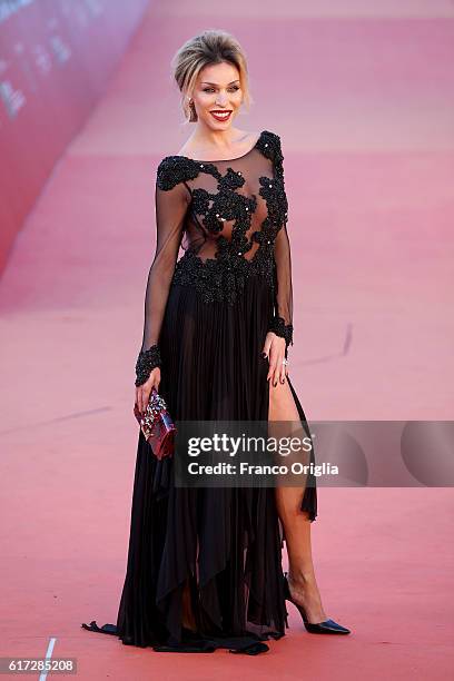 Vittoria Schisano walks a red carpet for 'The English Patient - Il Paziente Inglese' during the 11th Rome Film Festival at Auditorium Parco Della...