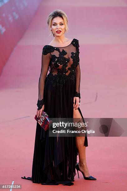 Vittoria Schisano walks a red carpet for 'The English Patient - Il Paziente Inglese' during the 11th Rome Film Festival at Auditorium Parco Della...