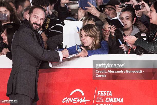 Ralph Fiennes walks a red carpet for 'The English Patient - Il Paziente Inglese' during the 11th Rome Film Festival on October 22, 2016 in Rome,...