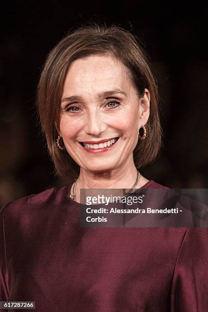 Kristin Scott Thomas walks a red carpet for 'The English Patient - Il Paziente Inglese' during the 11th Rome Film Festival on October 22, 2016 in...
