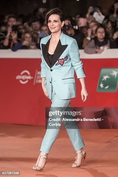 Juliette Binoche walks a red carpet for 'The English Patient - Il Paziente Inglese' during the 11th Rome Film Festival on October 22, 2016 in Rome,...