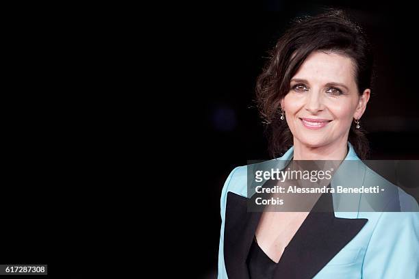 Juliette Binoche walks a red carpet for 'The English Patient - Il Paziente Inglese' during the 11th Rome Film Festival on October 22, 2016 in Rome,...