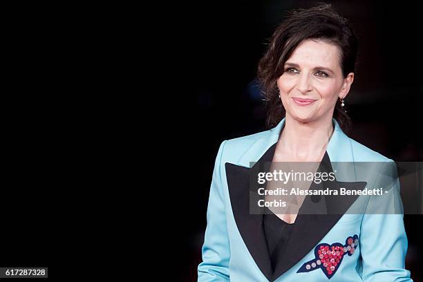 Juliette Binoche walks a red carpet for 'The English Patient - Il Paziente Inglese' during the 11th Rome Film Festival on October 22, 2016 in Rome,...