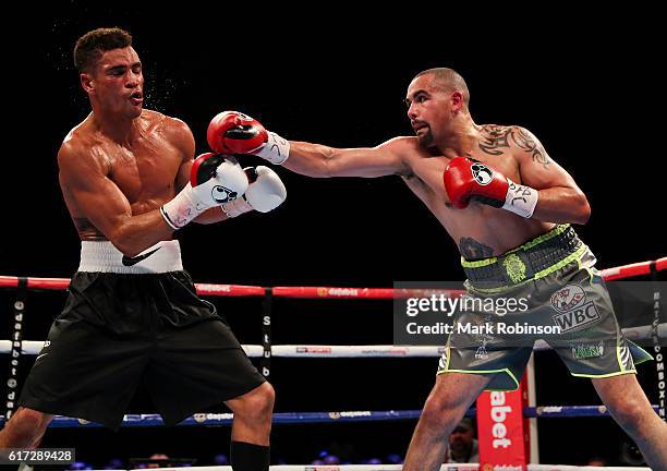 Craig Cunningham Of England and Anthony Ogogo Of England during their WBC International Middleweight title fight at Barclaycard Arena on October 22,...