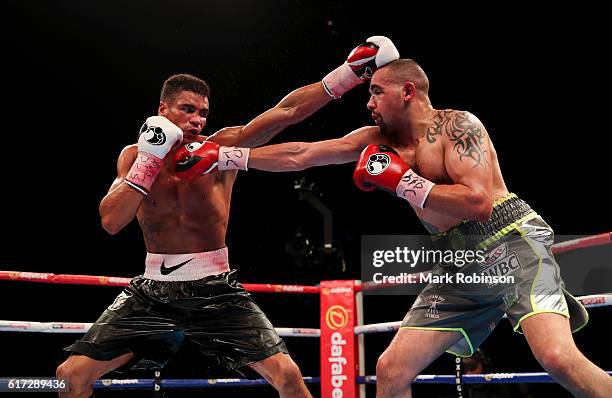 Craig Cunningham Of England and Anthony Ogogo Of England during their WBC International Middleweight title fight at Barclaycard Arena on October 22,...