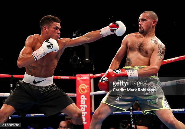 Craig Cunningham Of England and Anthony Ogogo Of England during their WBC International Middleweight title fight at Barclaycard Arena on October 22,...