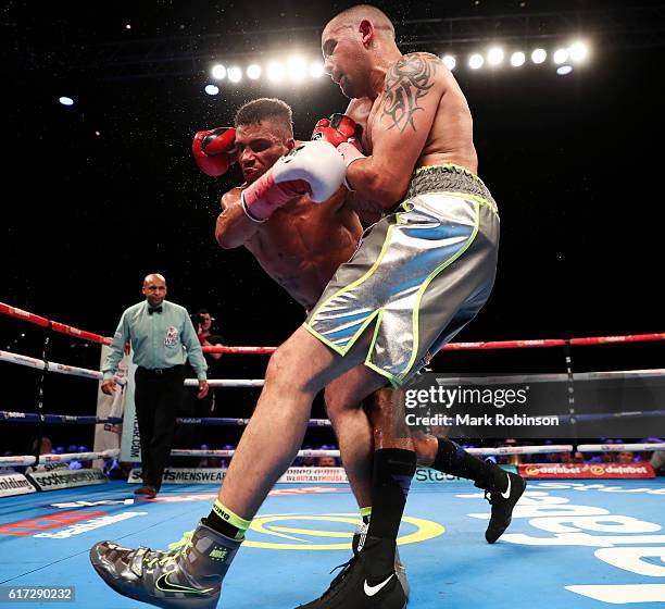 Craig Cunningham Of England and Anthony Ogogo Of England during their WBC International Middleweight title fight at Barclaycard Arena on October 22,...