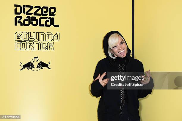 Lily Allen attends Dizzee Rascal: Boy In Da Corner Live at Copper Box Arena as part of the Red Bull Music Academy UK Tour on October 22, 2016 in...