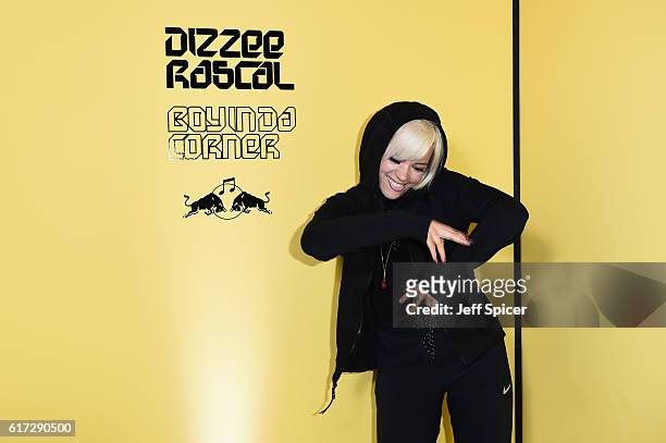 Lily Allen attends Dizzee Rascal: Boy In Da Corner Live at Copper Box Arena as part of the Red Bull Music Academy UK Tour on October 22, 2016 in...