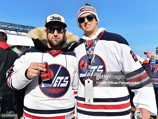 Fans take part in events at Spectator Plaza prior to the 2016 Tim Hortons NHL Heritage Classic alumni game at Investors Group Field on October 22,...