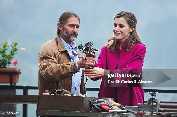 Queen Letizia of Spain visits Los Oscos Region on October 22, 2016 in Los Oscos, Spain. The region of Los Oscos was honoured as the 2016 Best...