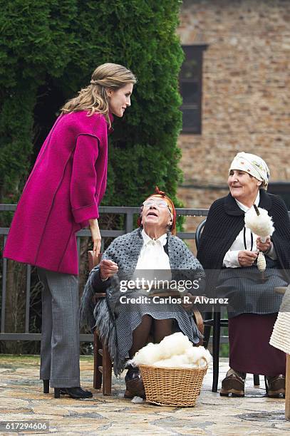 Queen Letizia of Spain visits Los Oscos Region on October 22, 2016 in Los Oscos, Spain. The region of Los Oscos was honoured as the 2016 Best...