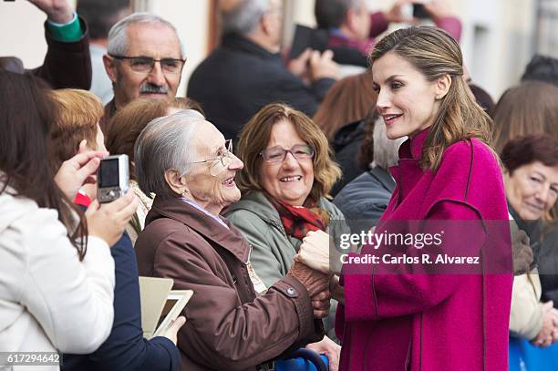 Queen Letizia of Spain visits Los Oscos Region on October 22, 2016 in Los Oscos, Spain. The region of Los Oscos was honoured as the 2016 Best...