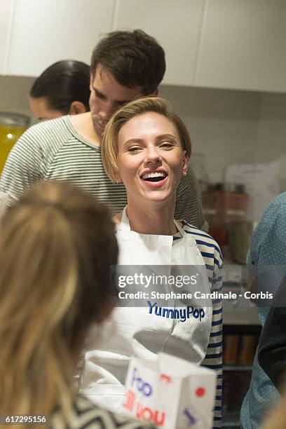 Actress Scarlett Johansson attends the Opening of her New Store Yummy Pop, on October 22, 2016 in Paris, France.