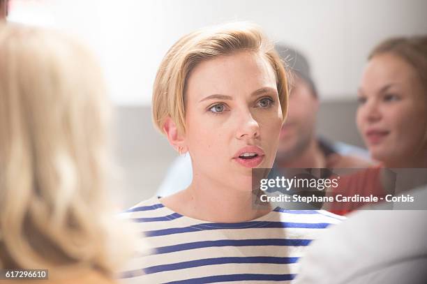 Actress Scarlett Johansson attends the Opening of her New Store Yummy Pop, on October 22, 2016 in Paris, France.