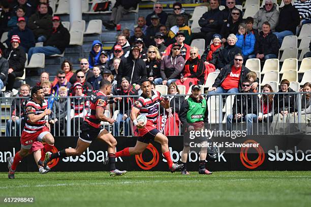 Toni Pulu of Counties Manukau charges forward during the Mitre 10 Cup Semi Final match between Canterbury and Counties Manukau on October 23, 2016 in...