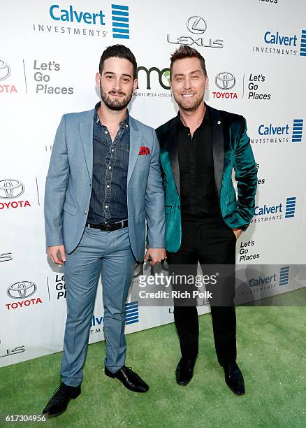 Actor Michael Turchin and tv personality Lance Bass attend the Environmental Media Association 26th Annual EMA Awards Presented By Toyota, Lexus And...