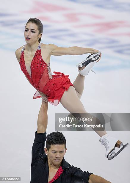 Marissa Castelli and Mervin Tran of USA compete in the pairs free skating at 2016 Progressive Skate America at Sears Centre Arena on October 22, 2016...