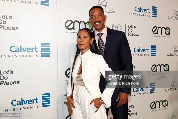 Actors Jada Pinkett Smith and Will Smith attend the Environmental Media Association 26th Annual EMA Awards Presented By Toyota, Lexus And Calvert at...