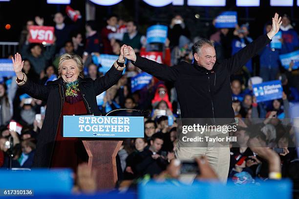 Hillary Clinton and Tim Kaine campaign for President of the United States and Vice-President of the United States at University of Pennsylvania on...