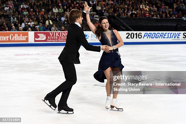 Elena Ilinykh and Ruslan Zhiganshin of Russia perform during the Ice Dance Short Routine on day 2 of the Grand Prix of Skating at the Sears Centre...