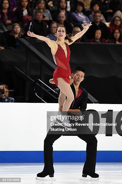Marissa Catelli and Mervin Tran of the United States perform during the Pairs Long Program on day 2 of the Grand Prix of Skating at the Sears Centre...