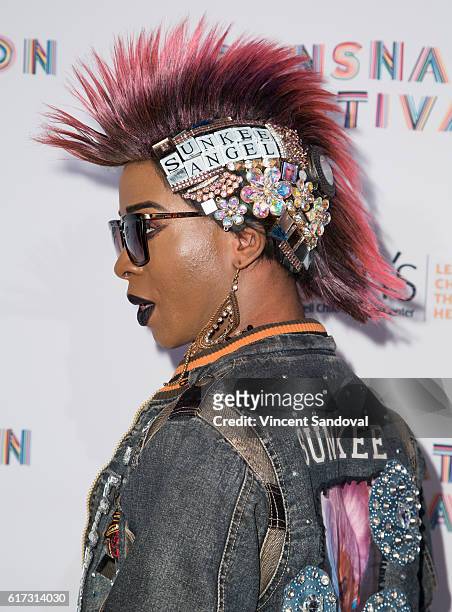 Sunkee Angel attends the 15th Annual Queen USA Transgender Beauty Pageant at The Theatre at Ace Hotel on October 22, 2016 in Los Angeles, California.