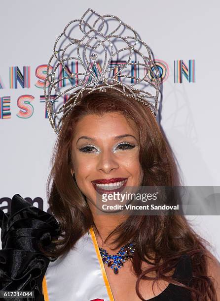 Hailie Sahar attends the 15th Annual Queen USA Transgender Beauty Pageant at The Theatre at Ace Hotel on October 22, 2016 in Los Angeles, California.