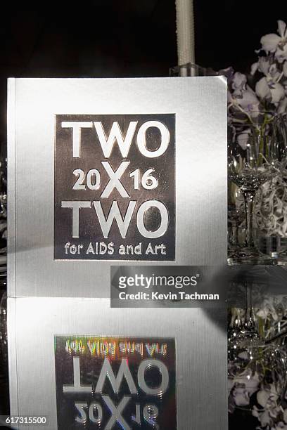 View of the tablescape at TWO x TWO For AIDS and Art 2016 on October 22, 2016 in Dallas, Texas.